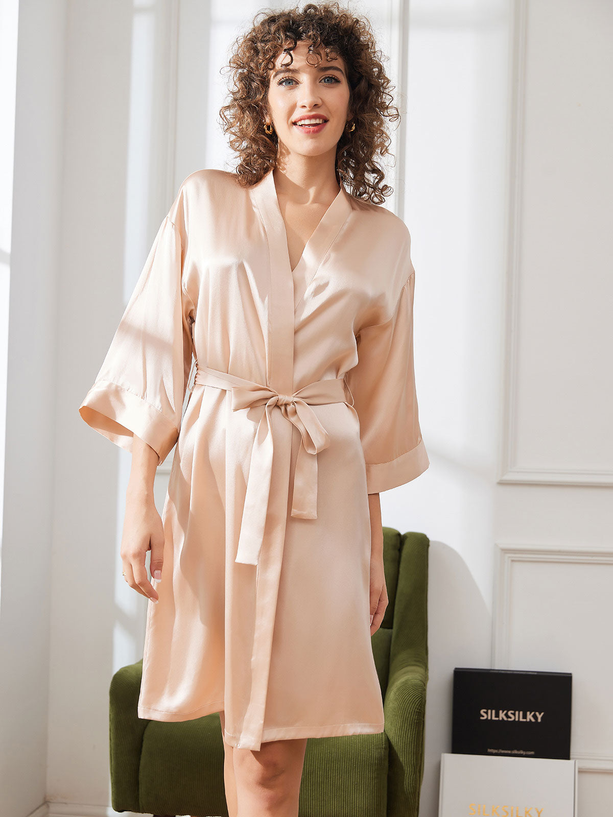 [Champagne] SilkSilky-DK Womens Robe 003