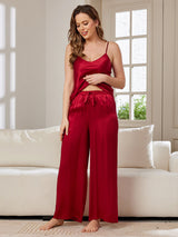 [Vin] SilkSilky-DK Spaghetti Rem V Hals Camisole Sæt 005