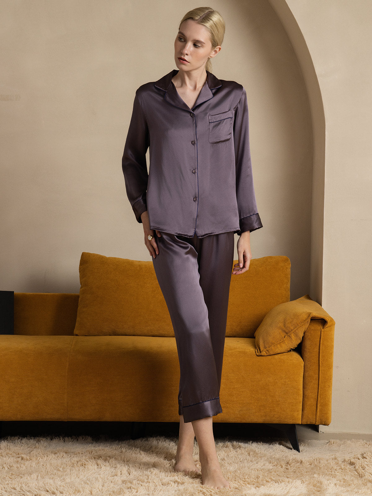 SilkSilky-DK Revers Dame Pyjamas LillaGrå 006