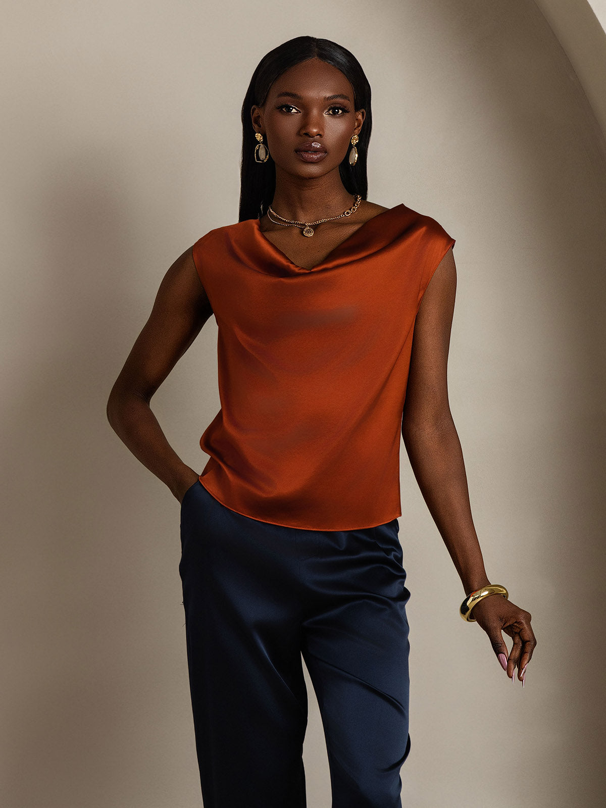 [Karamel] SilkSilky-DK 19Momme Silke Womens T-Shirt 001