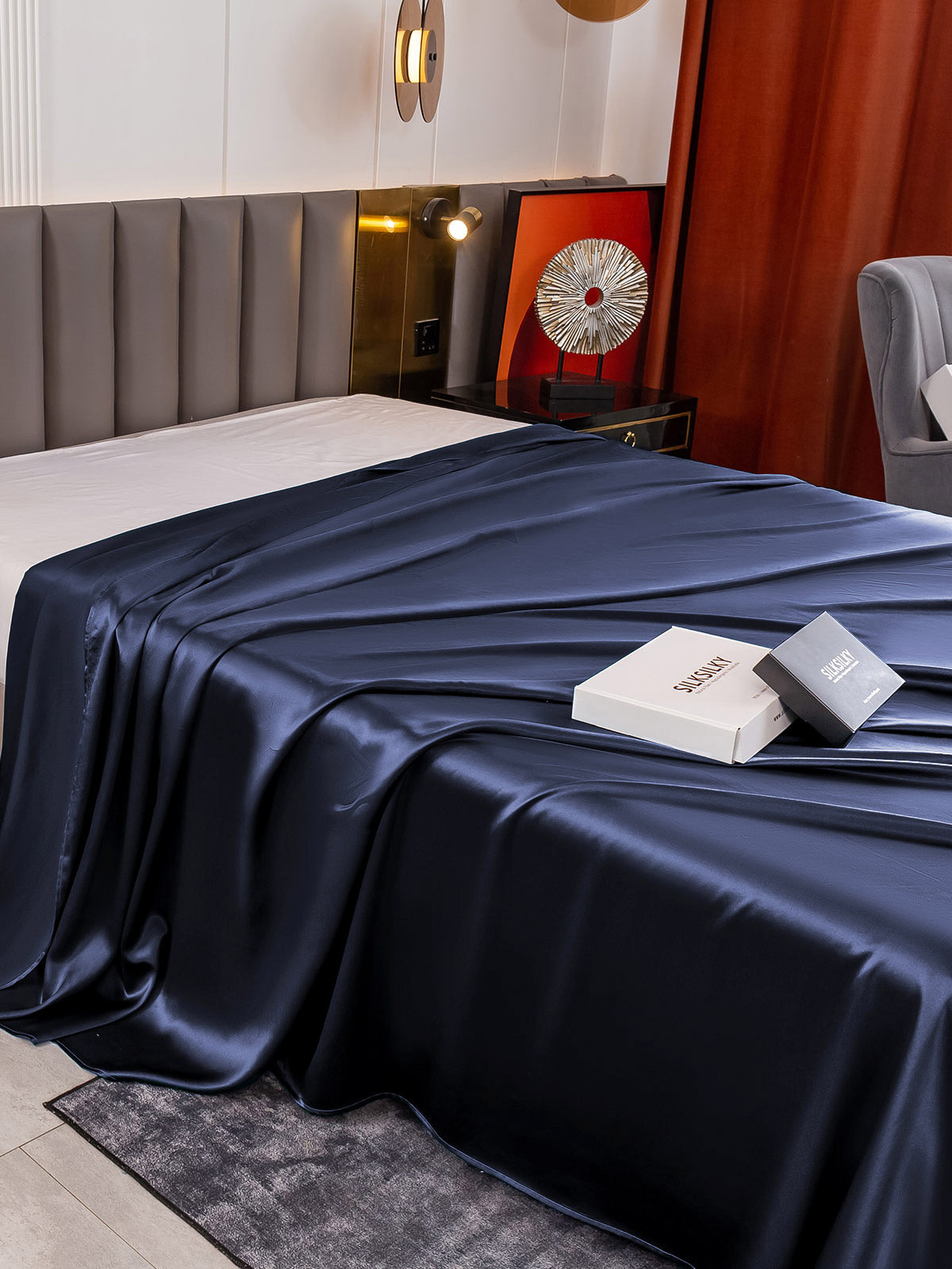 [Mørkeblå] SilkSilky-DK 19Momme Sheet 004