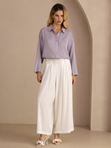 [Lilla] SilkSilky-DK Long Sleeve Lapel Collar Bluse 007