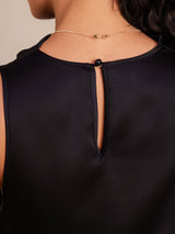 [Sort] SilkSilky-DK Sleeveless Cowl Neck Kjole 005