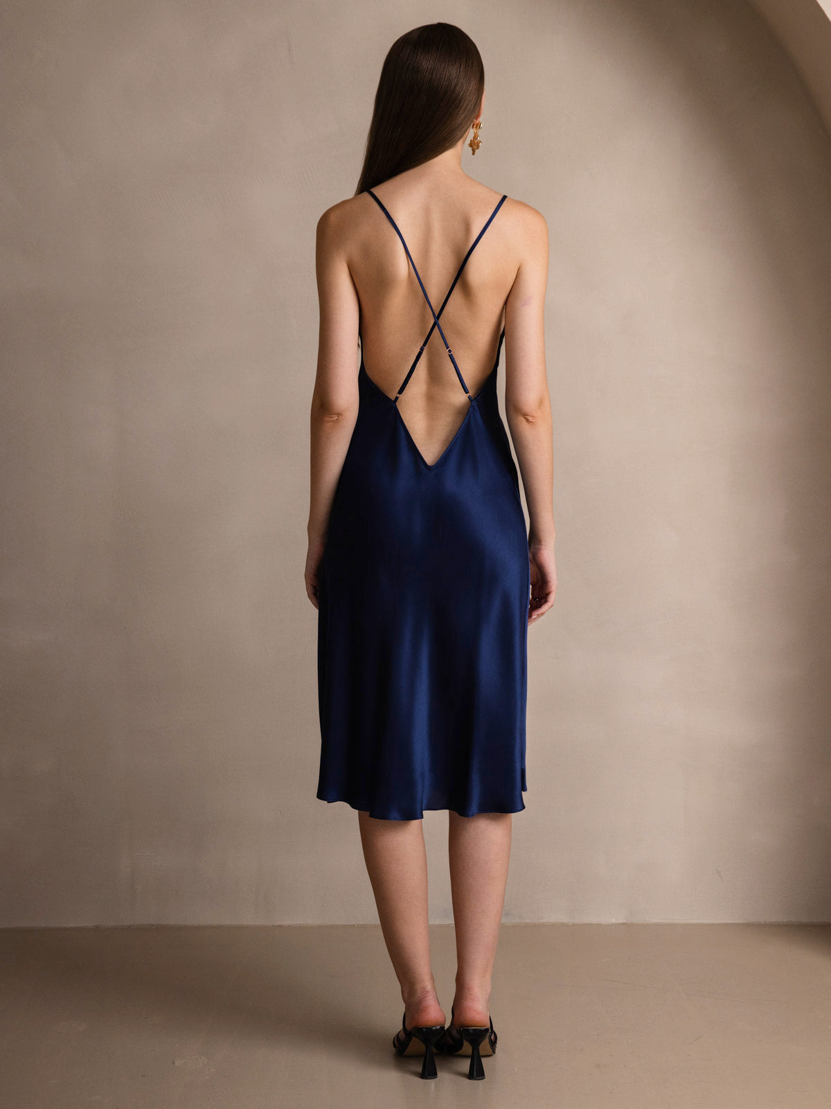 [Mørkeblå] SilkSilky-DK Dress 002
