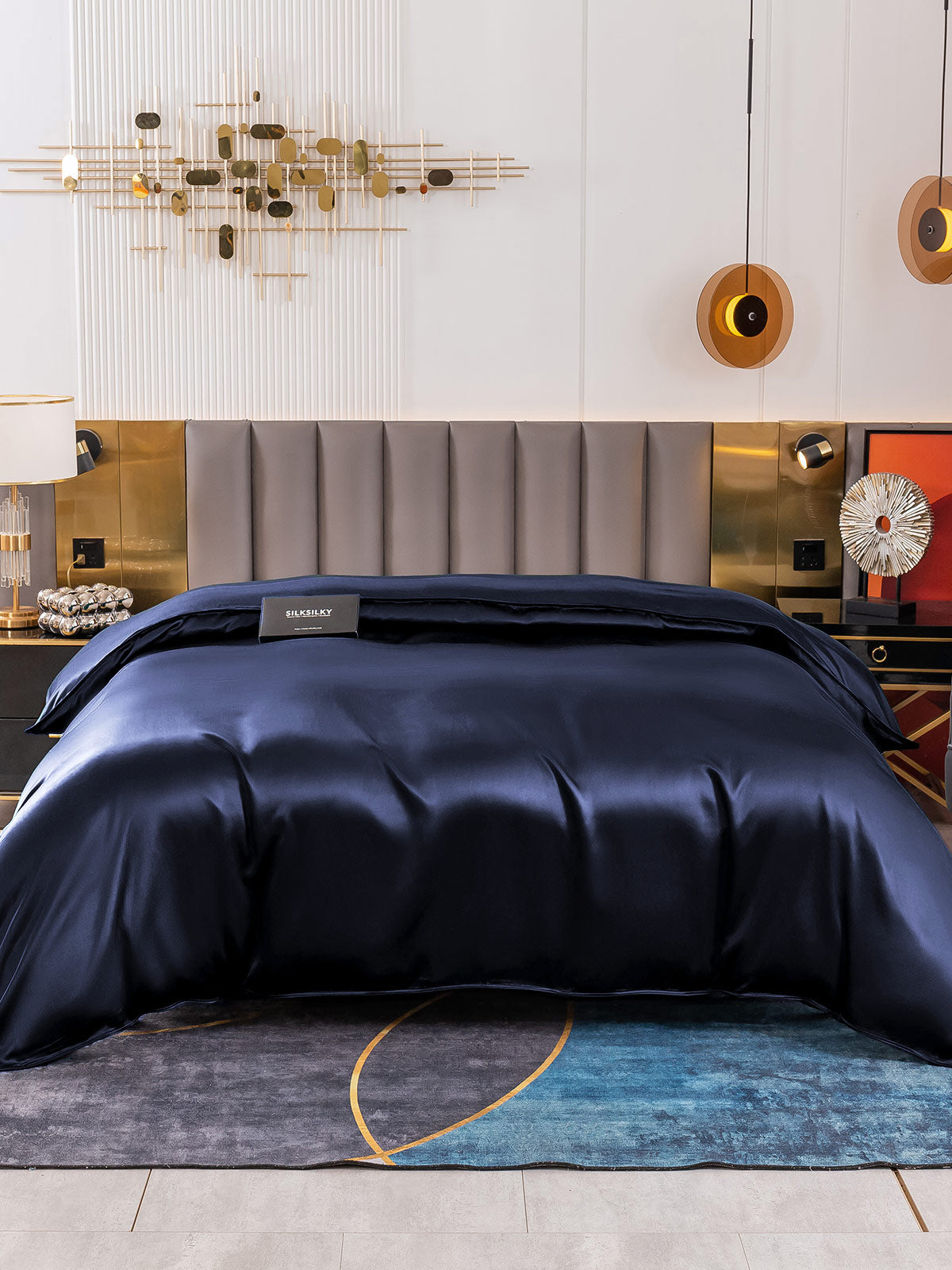 [Mørkeblå] SilkSilky-DK 19Momme Duvet Cover 002