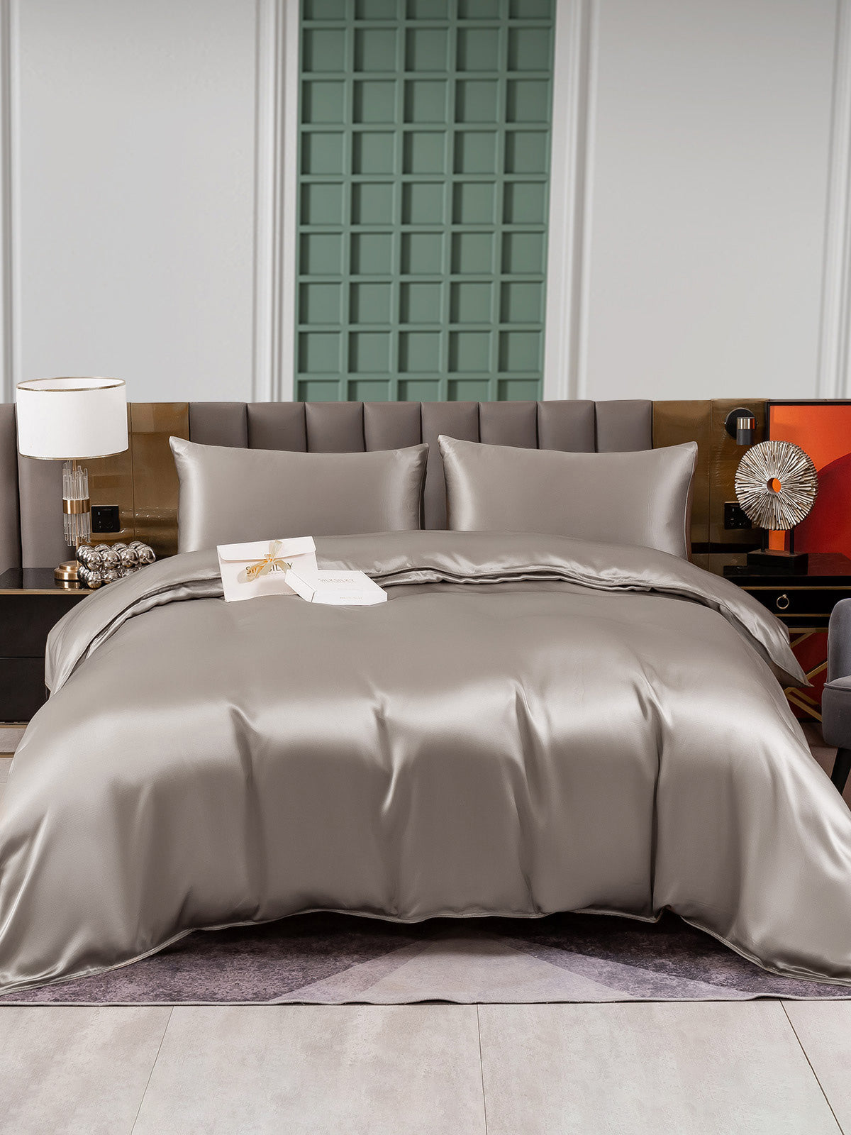[Grå] SilkSilky-DK 25Momme Bedding Set 002