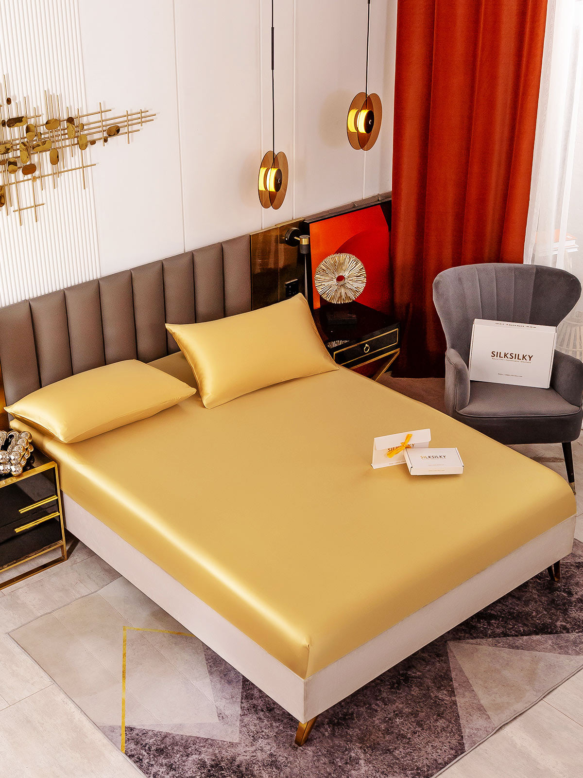 [Champagne] SilkSilky-DK 19Momme Bedding Set 001