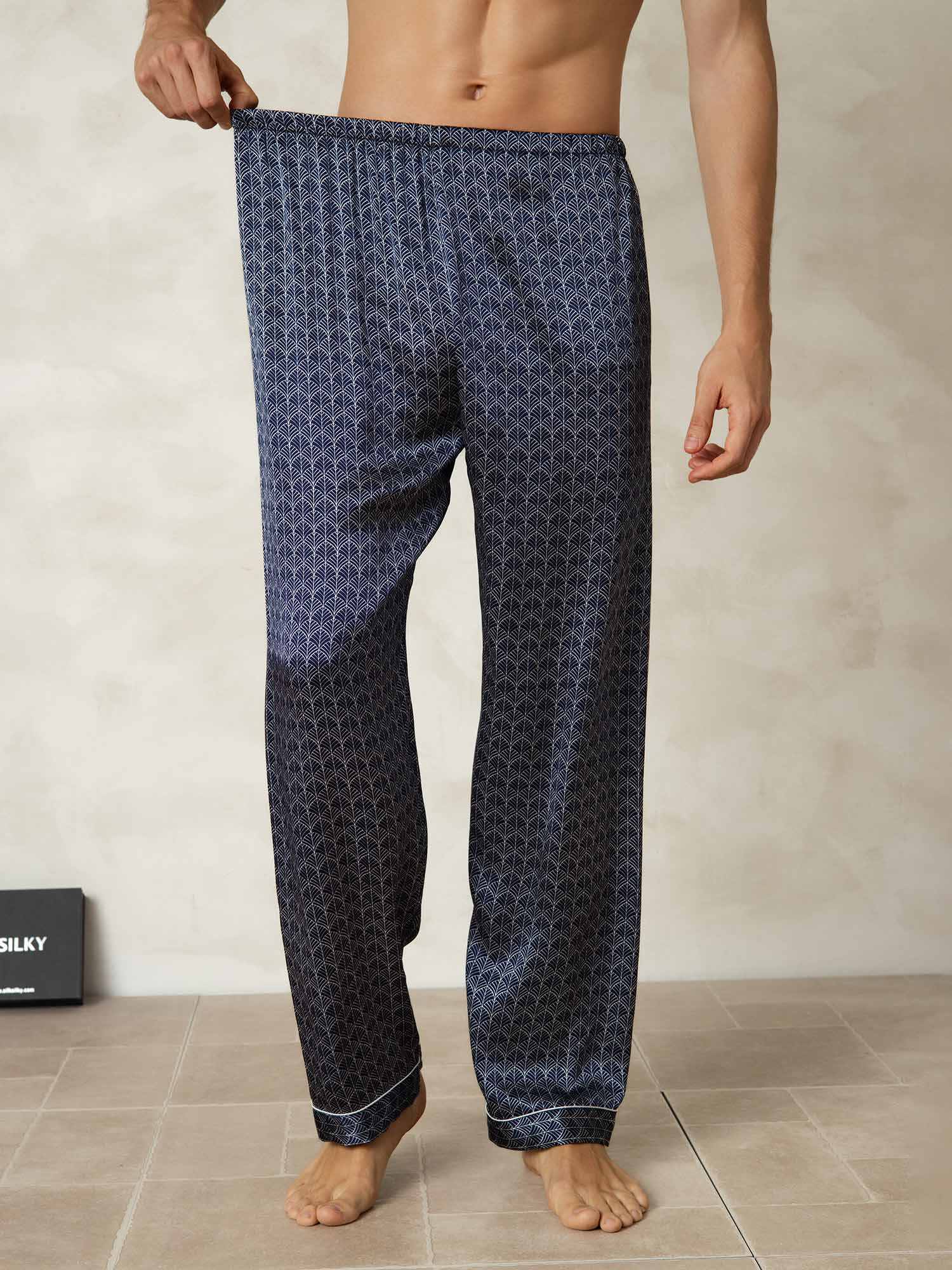 [Marine Ginkgo] SilkSilky-DK Mens Sleep Bottoms 003