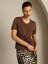 [Kaffe] SilkSilky-DK Short Sleeve V Neck T-shirt til kvinder 006