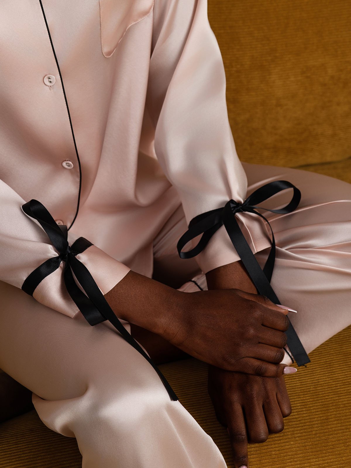 [Lyserød] SilkSilky-DK Silke Long Sleeve Revers Dame Pyjamas 008