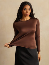 [Kaffe] SilkSilky-DK Long Sleeve Crew Neck T-shirt til kvinder 007