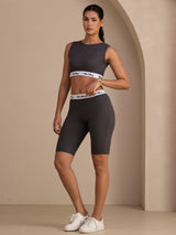 [Grå] SilkSilky-DK Sleeveless Crew Neck Women's Outfit Sets 005