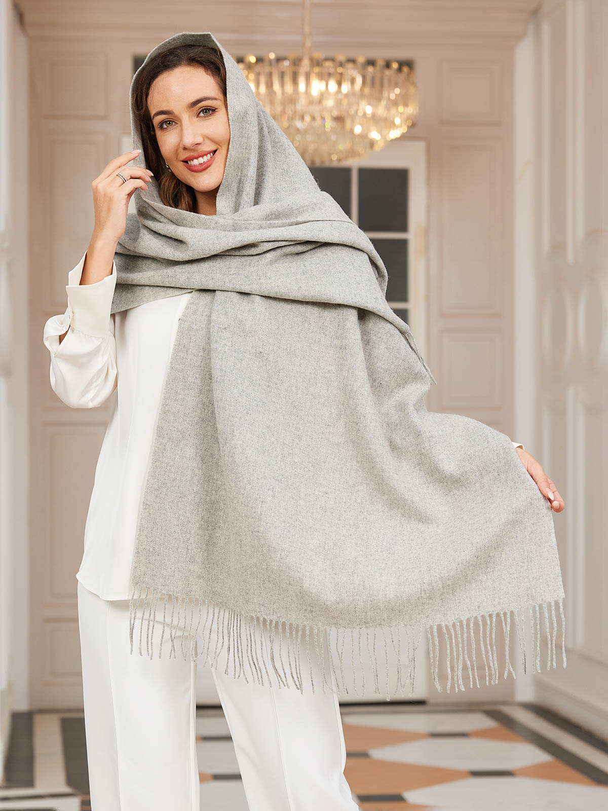 [Lysegrå] SilkSilky-DK Scarf 001