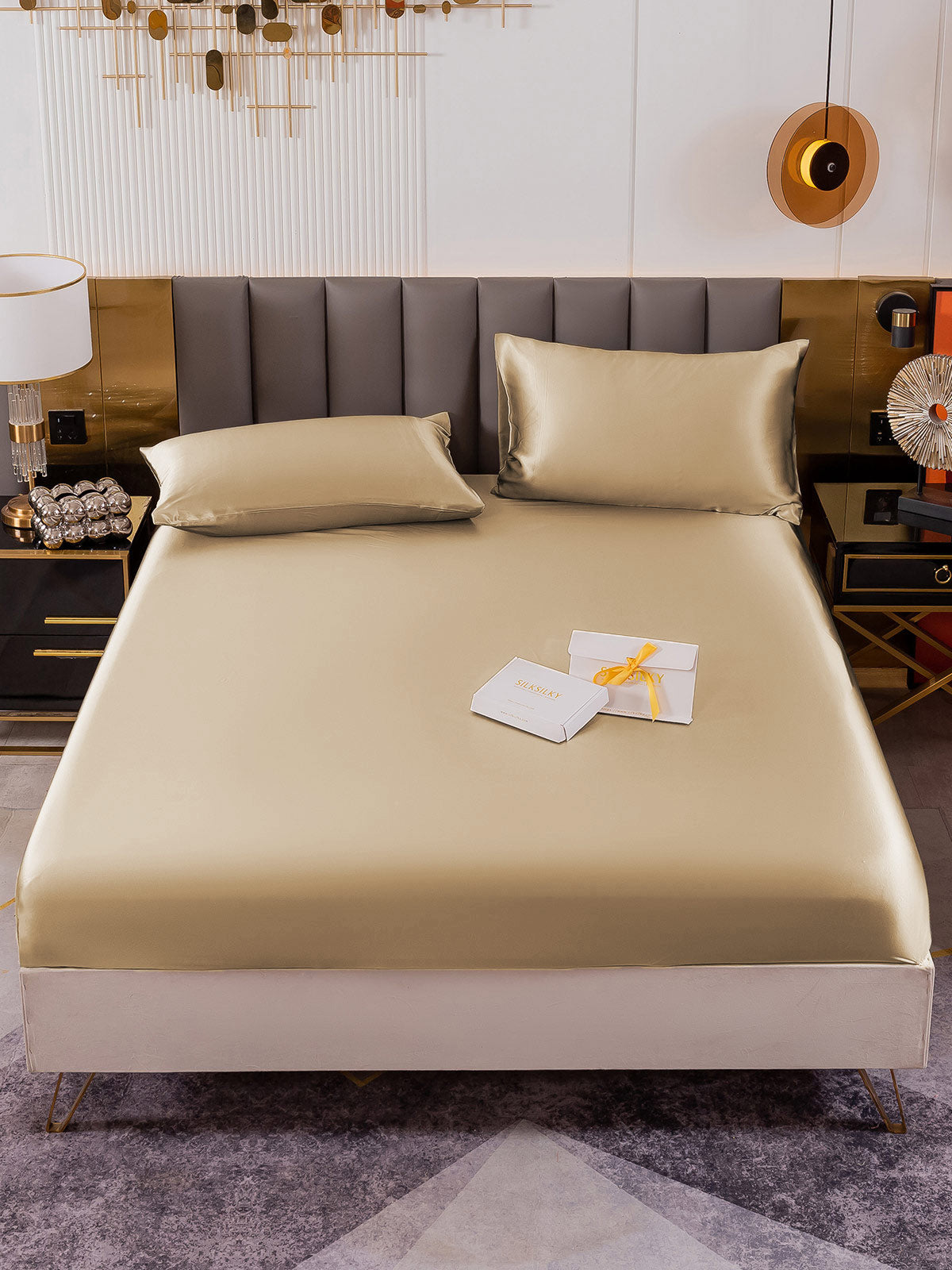 [Beige] SilkSilky-DK 19Momme Bedding Set 002