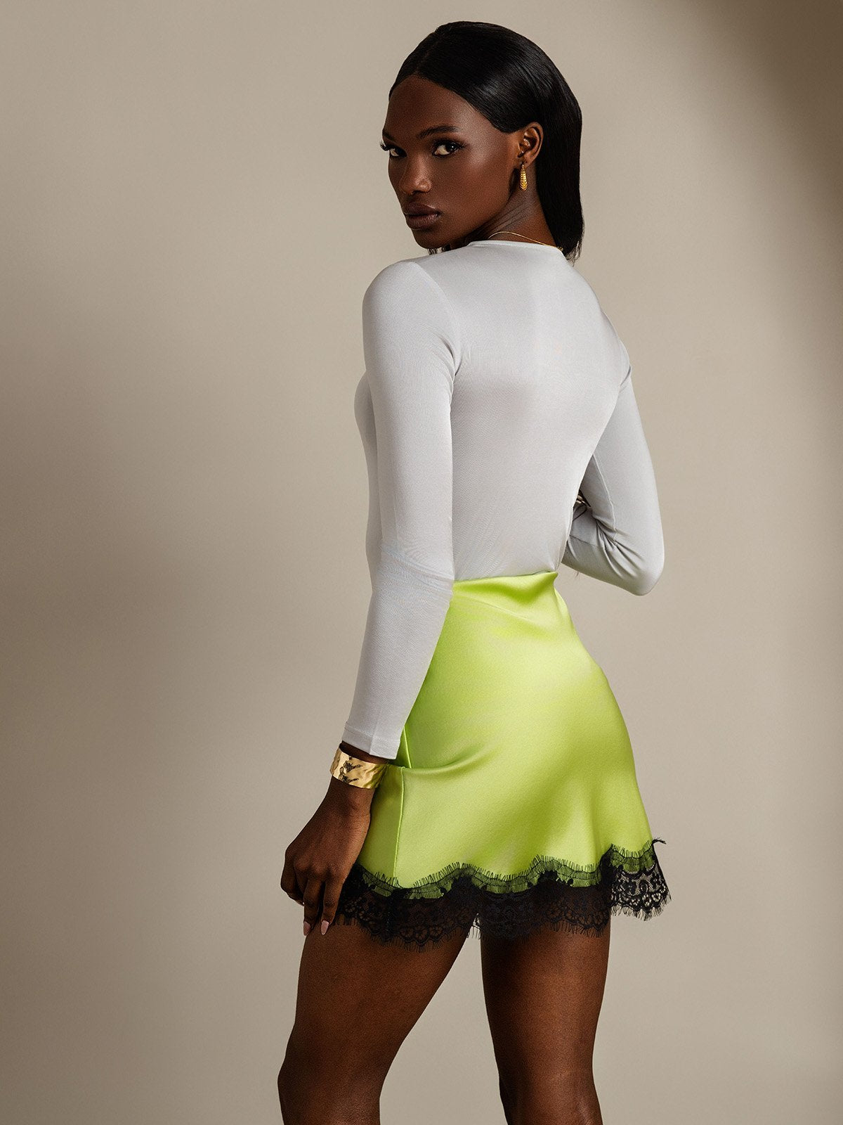 [Lysegrå] SilkSilky-DK Langærmet Rund Hals T-shirt til kvinder 002