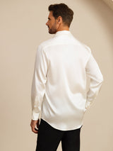 [Hvid] SilkSilky-DK Long Sleeve Lapel Collar Herreskjorte 002