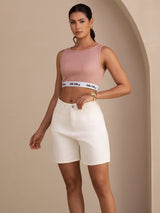 [Lyserød] SilkSilky-DK Sleeveless Crew Neck Camisole Top 008