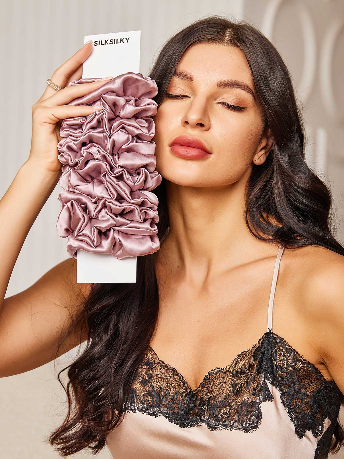 [Bleg Mauve] SilkSilky-DK 19Momme Scrunchie 002