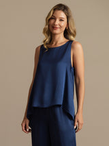 [Mørkeblå] SilkSilky-DK Sleeveless Scoop Neck Dame Pyjamas 003