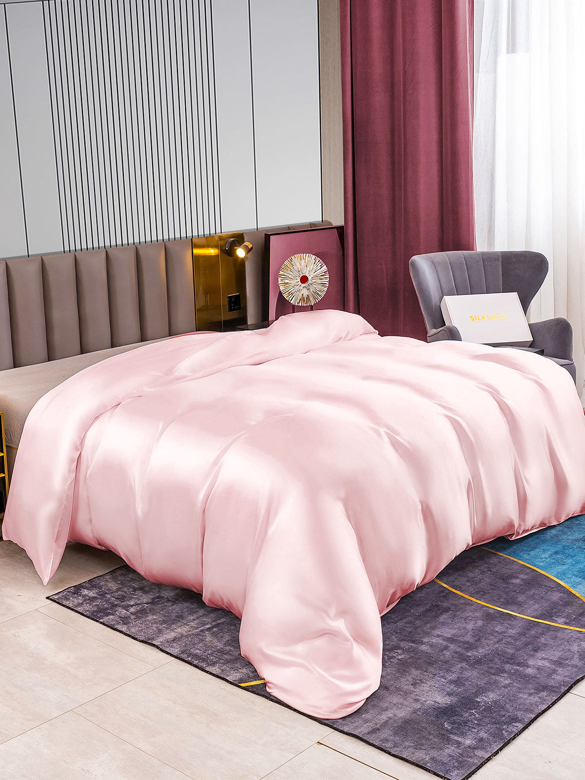 [Lyserød] SilkSilky-DK 22Momme Duvet Cover 002