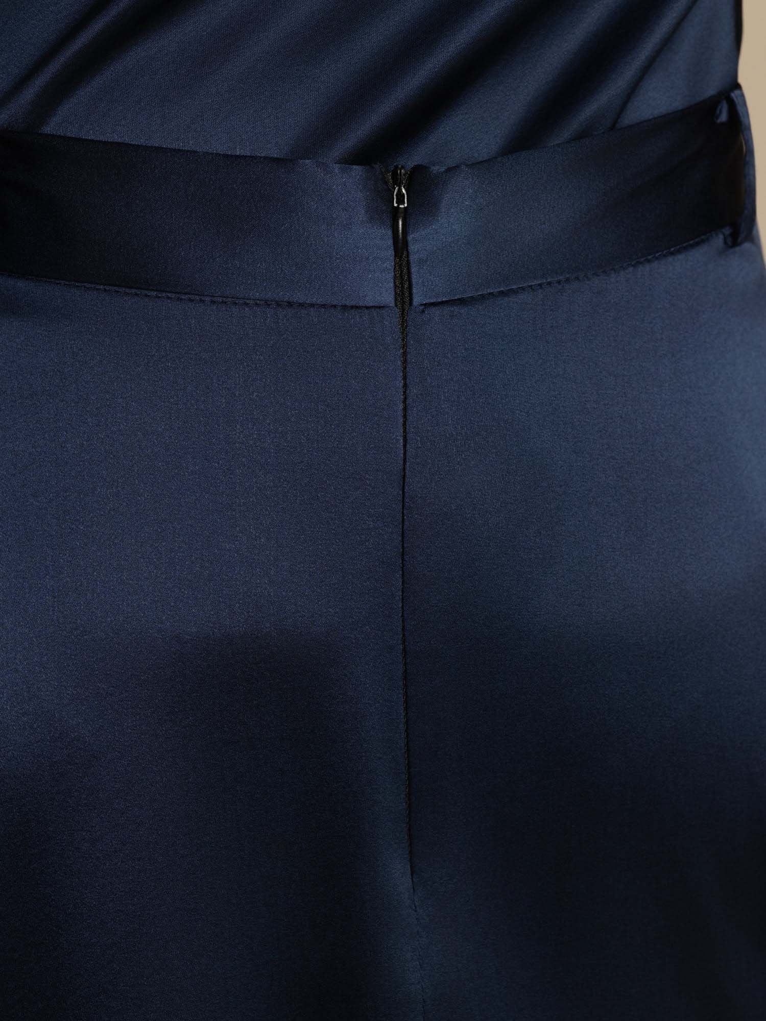 [Mørkeblå] SilkSilky-DK 19Momme Silke Skirt 008