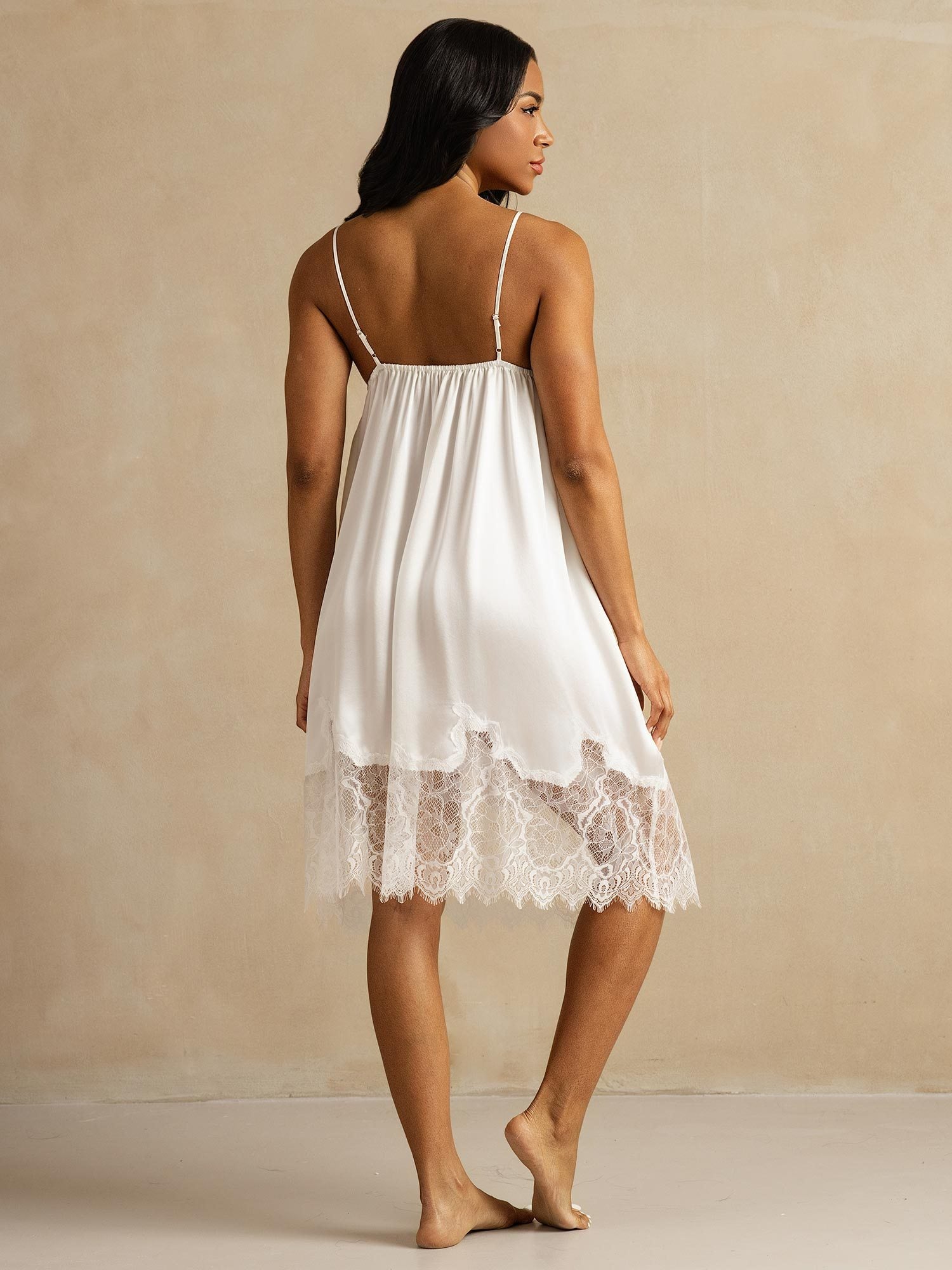 [Hvid] SilkSilky-DK Silke Nightgown 002