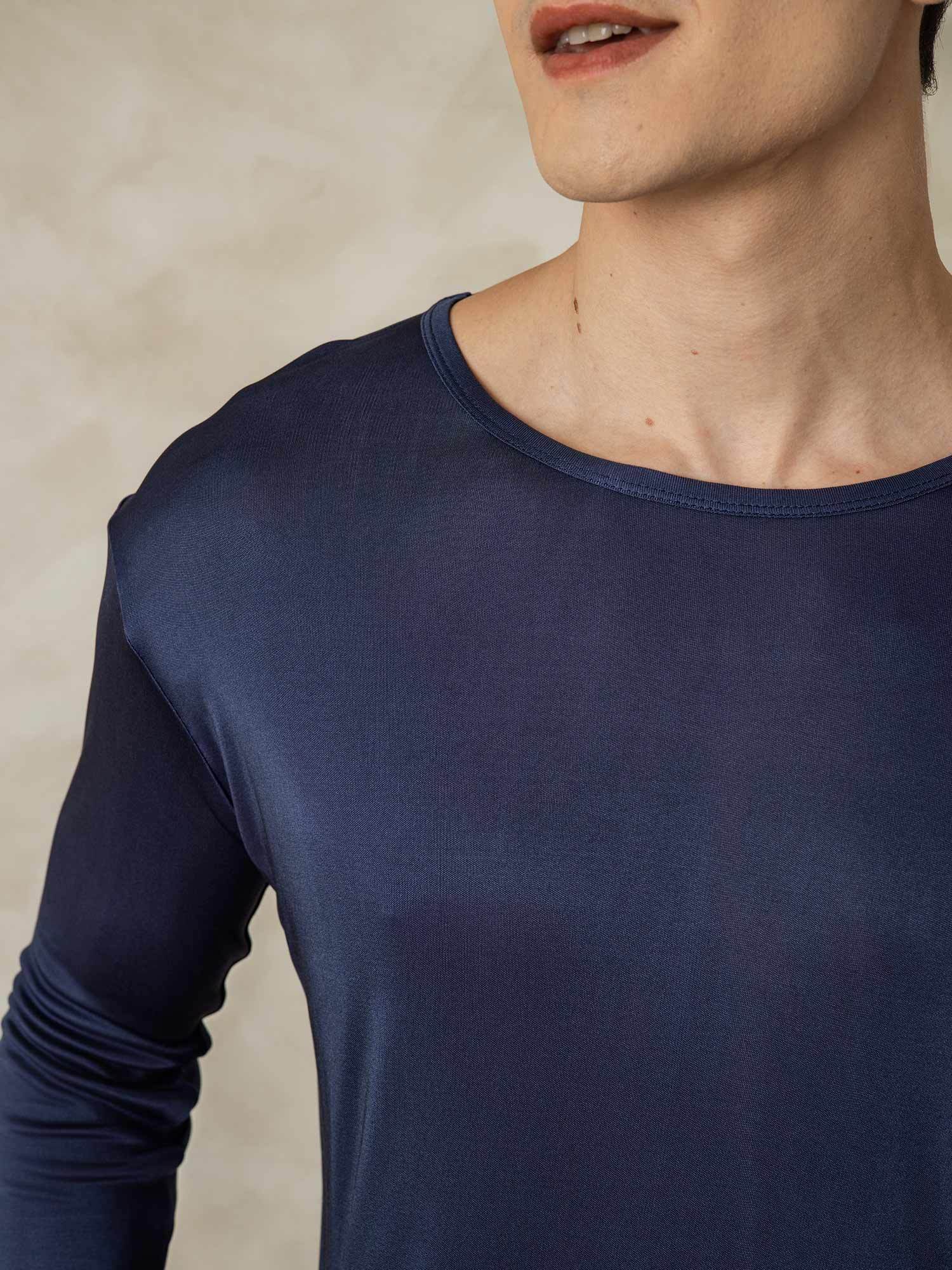 [Mørkeblå] SilkSilky-DK Silke Mens Pajamas 004