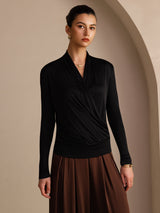 [Sort] SilkSilky-DK Long Sleeve Wrap Damebluser 004