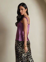[Mørke Lilla] SilkSilky-DK 19Momme Ærmeløs Dyb Rund Halsudskæring Camisole Top 002