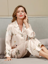 [Lys Pink] SilkSilky-DK Long Sleeve Lapel Collar Dame Pyjamas 003