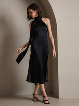 [Sort] SilkSilky-DK Sleeveless Halter Kjole 001