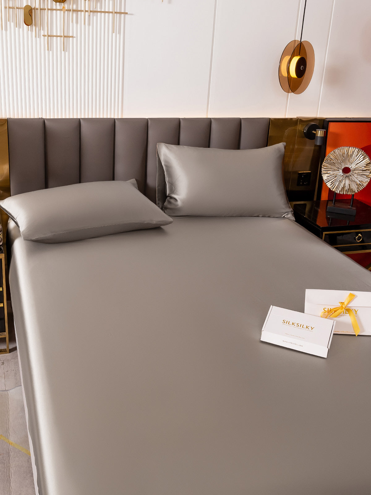 [Grå] SilkSilky-DK 19Momme Bedding Set 003