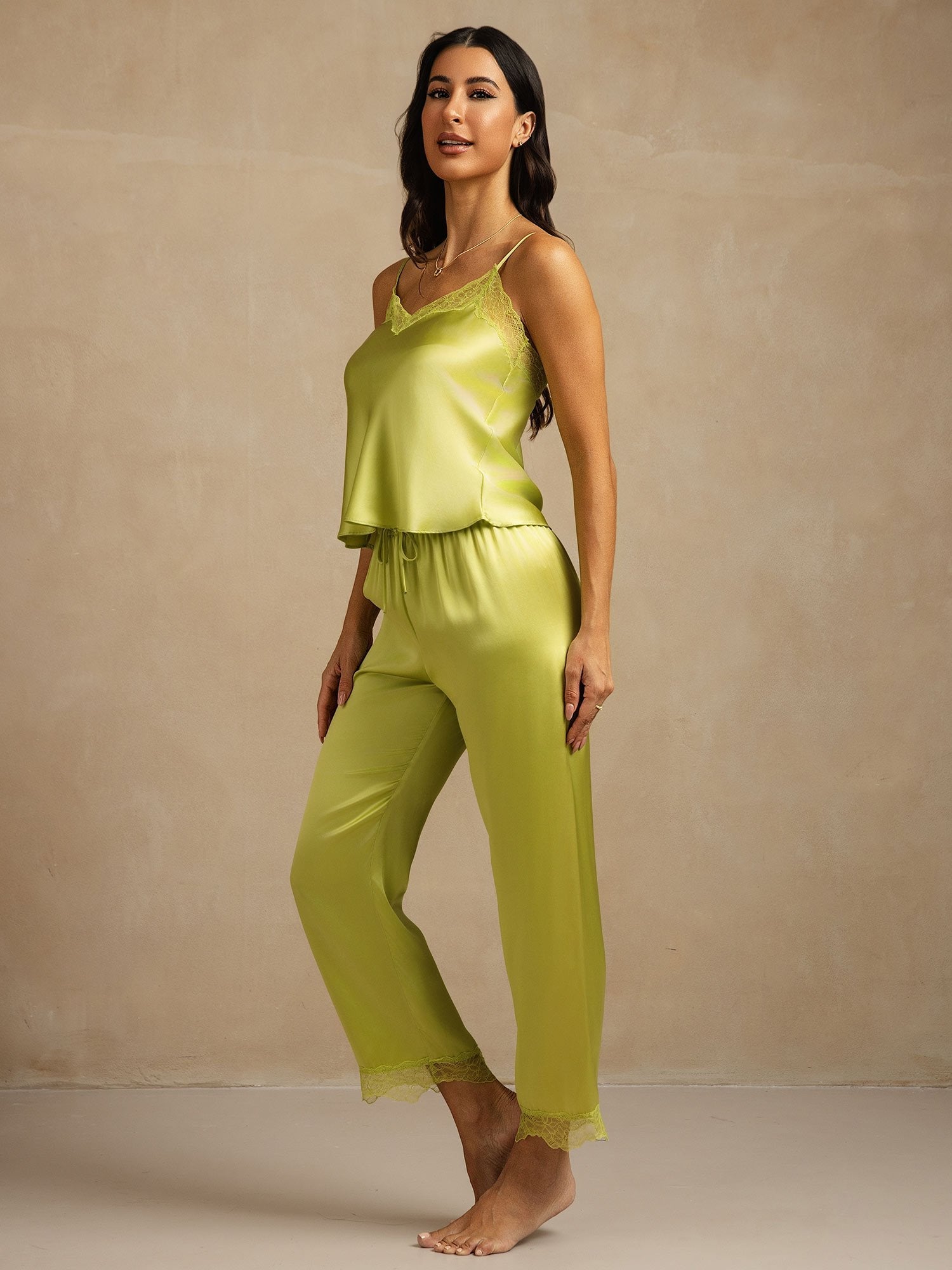 [Mintgrøn] SilkSilky-DK Silke Camisole Set 003