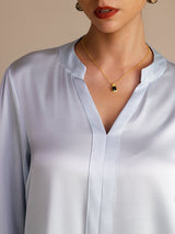 [Himmelblå] SilkSilky-DK Long Sleeve Damebluser 004