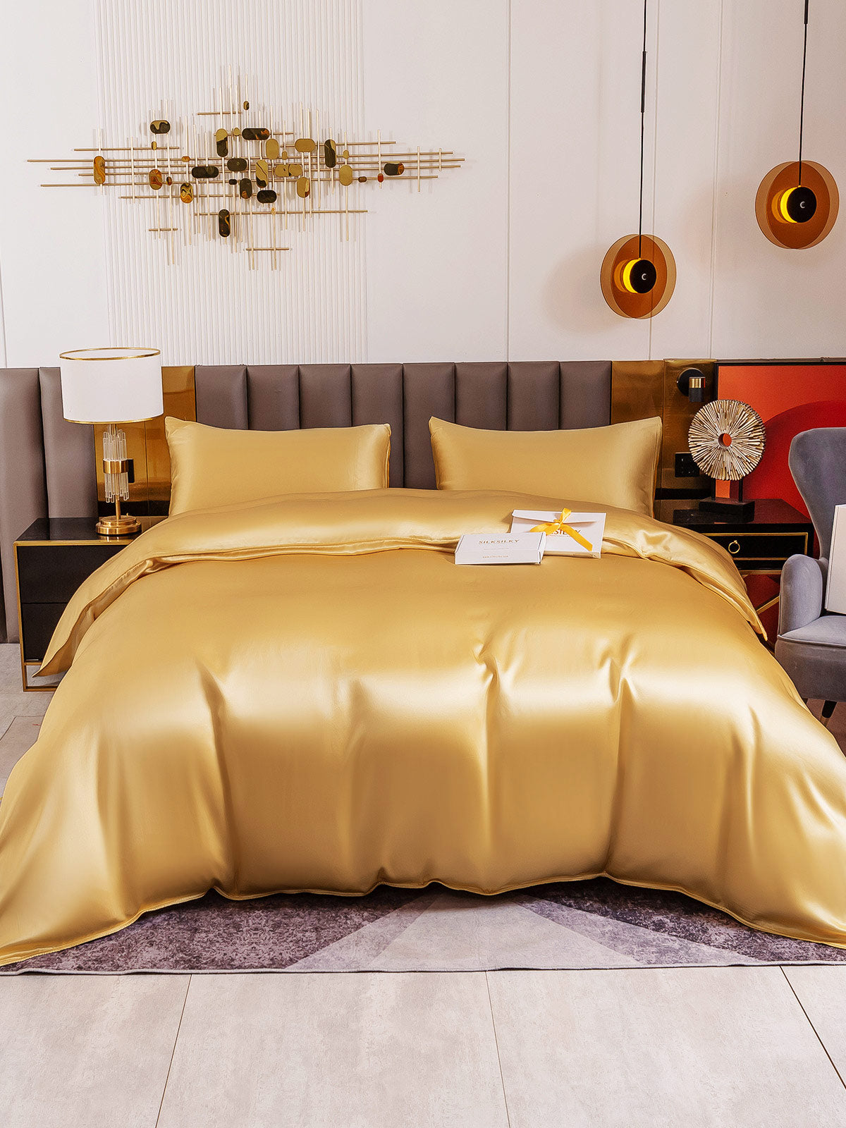 [Champagne] SilkSilky-DK 19Momme Bedding Set 002