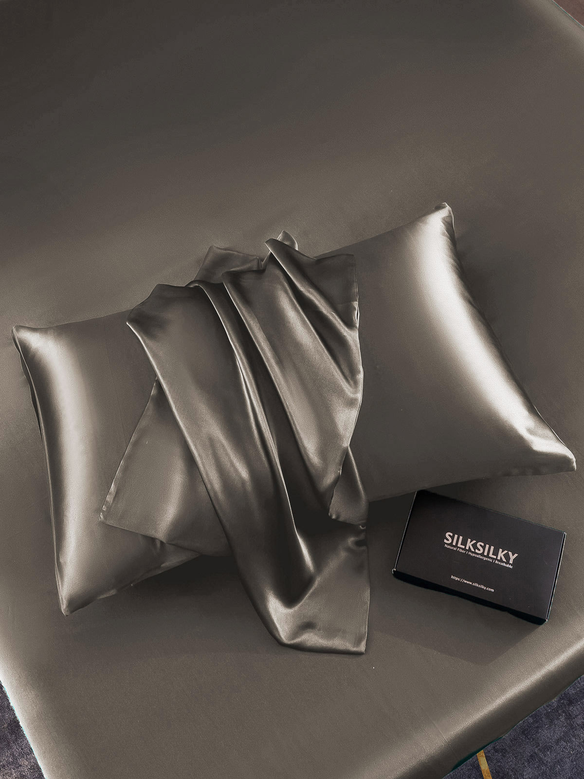 SilkSilky-DK-30Momme-Pure-Silk-Pillowcase-Mørkegrå-003