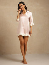 [Lyserød] SilkSilky-DK Silke Nightshirt 006