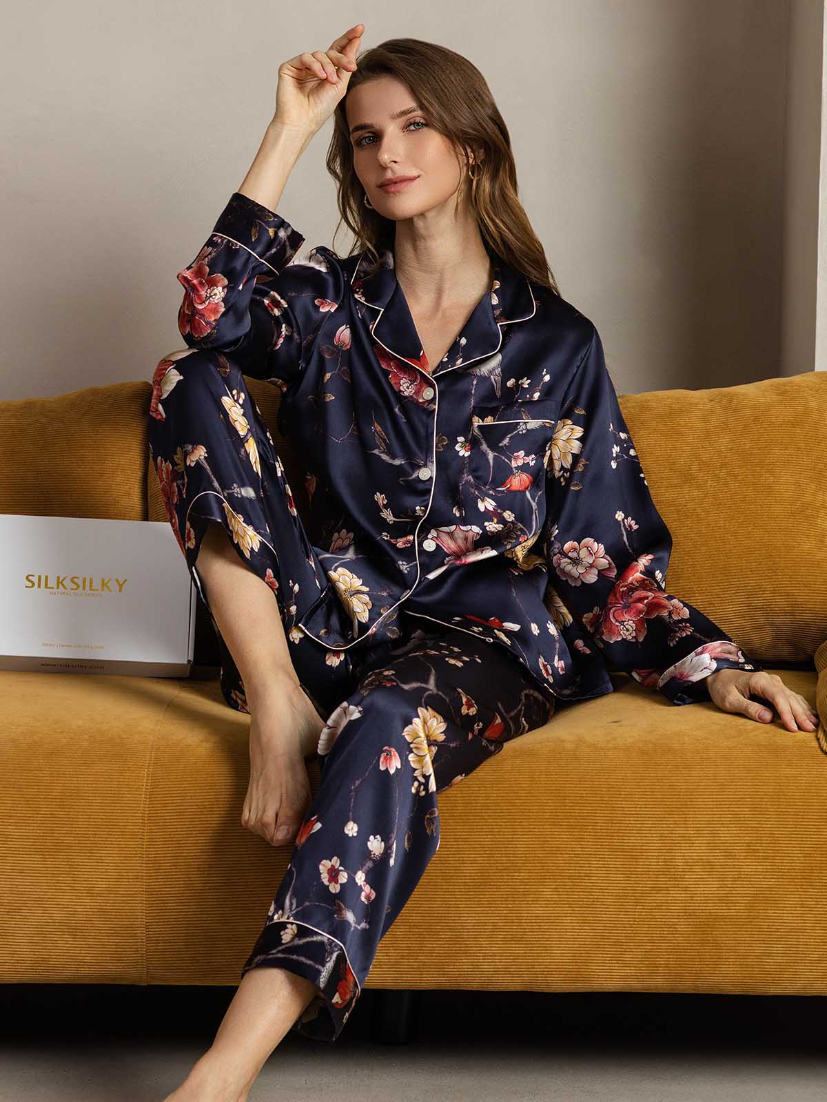 [Marine Blomster] SilkSilky-DK Womens Pajamas 003