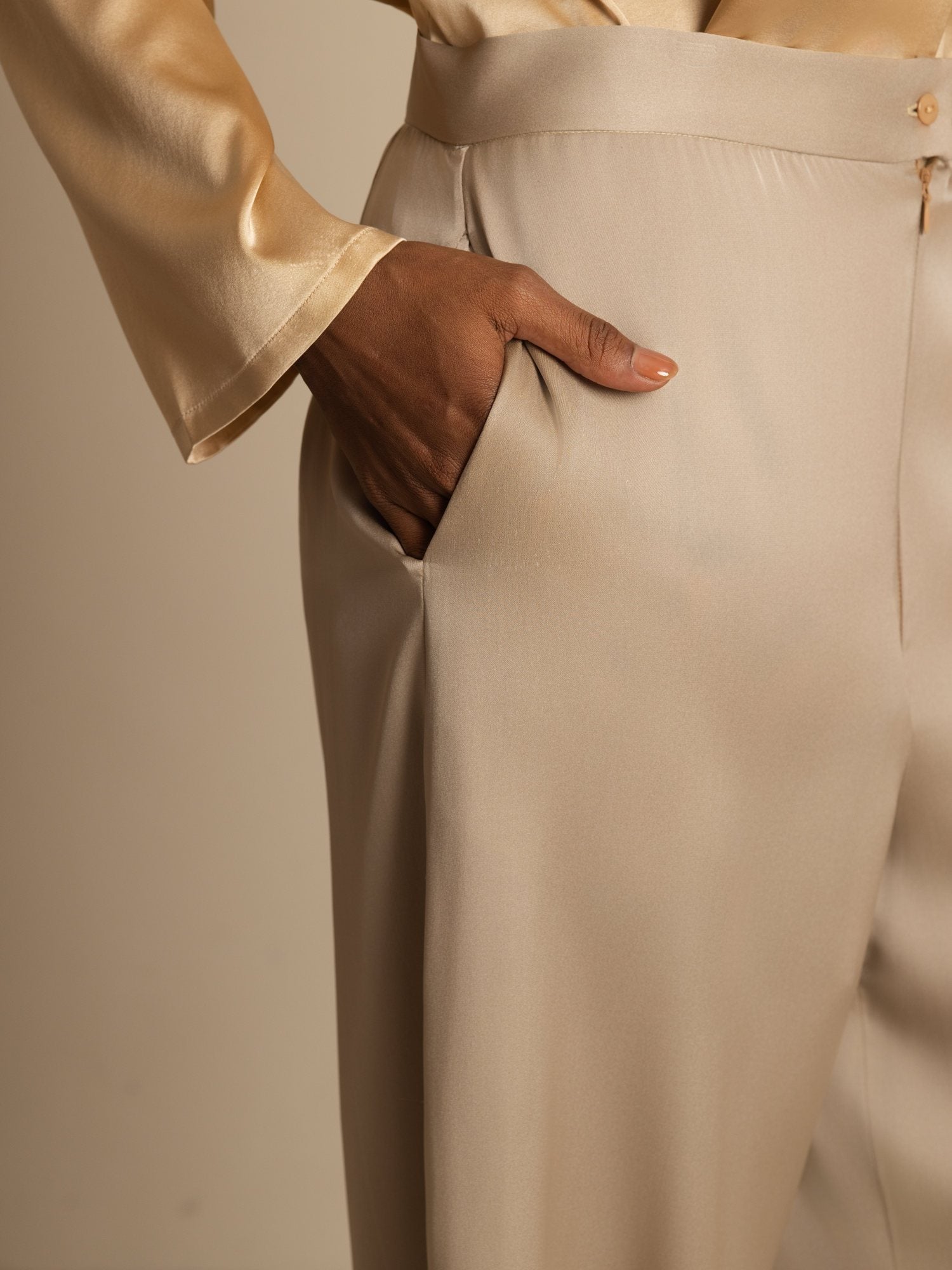 [Tan] SilkSilky-DK 19Momme Silke Womens Pants 005
