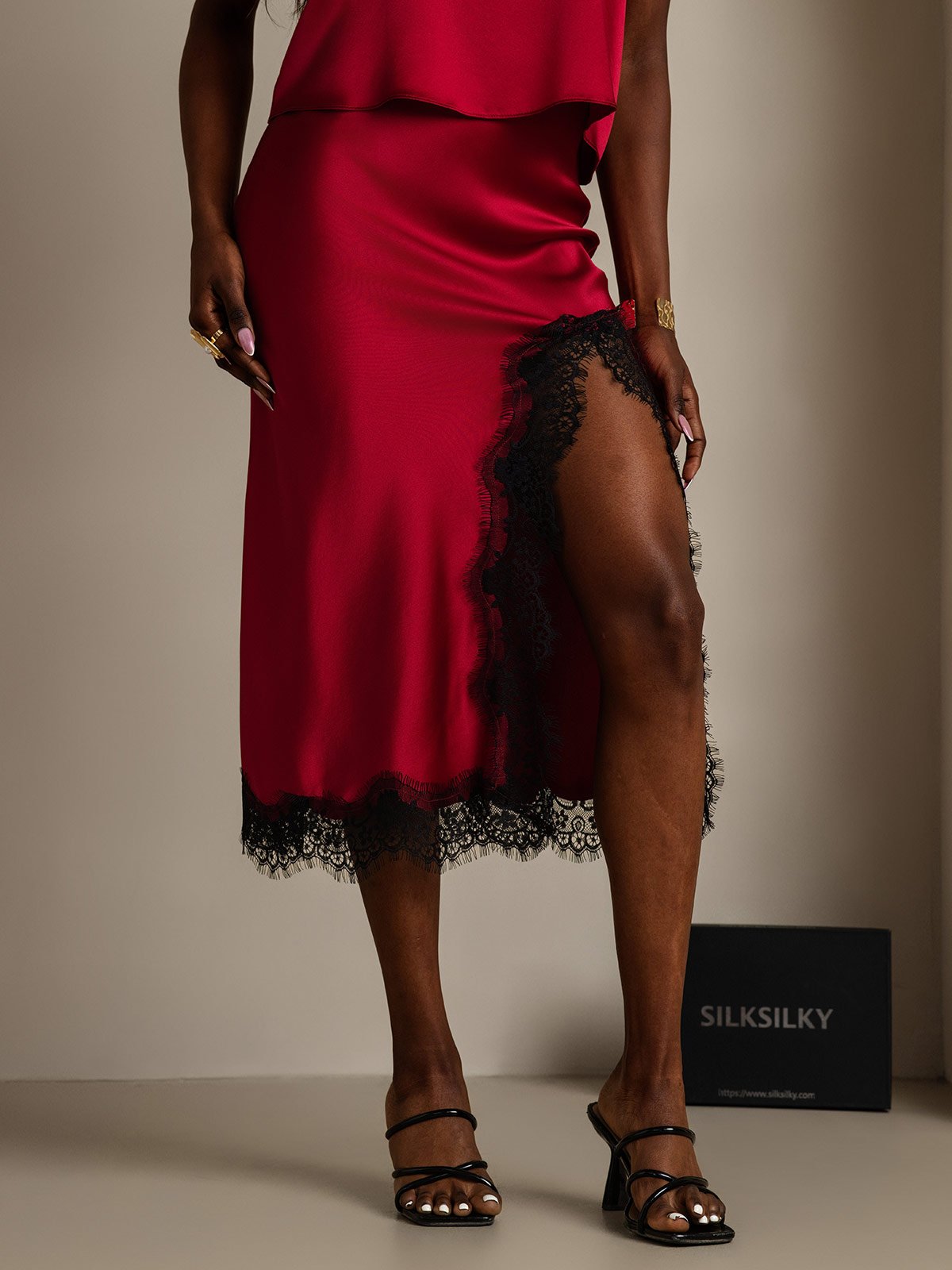 [Vin] SilkSilky-DK 19Momme Silke Split Nederdel 007