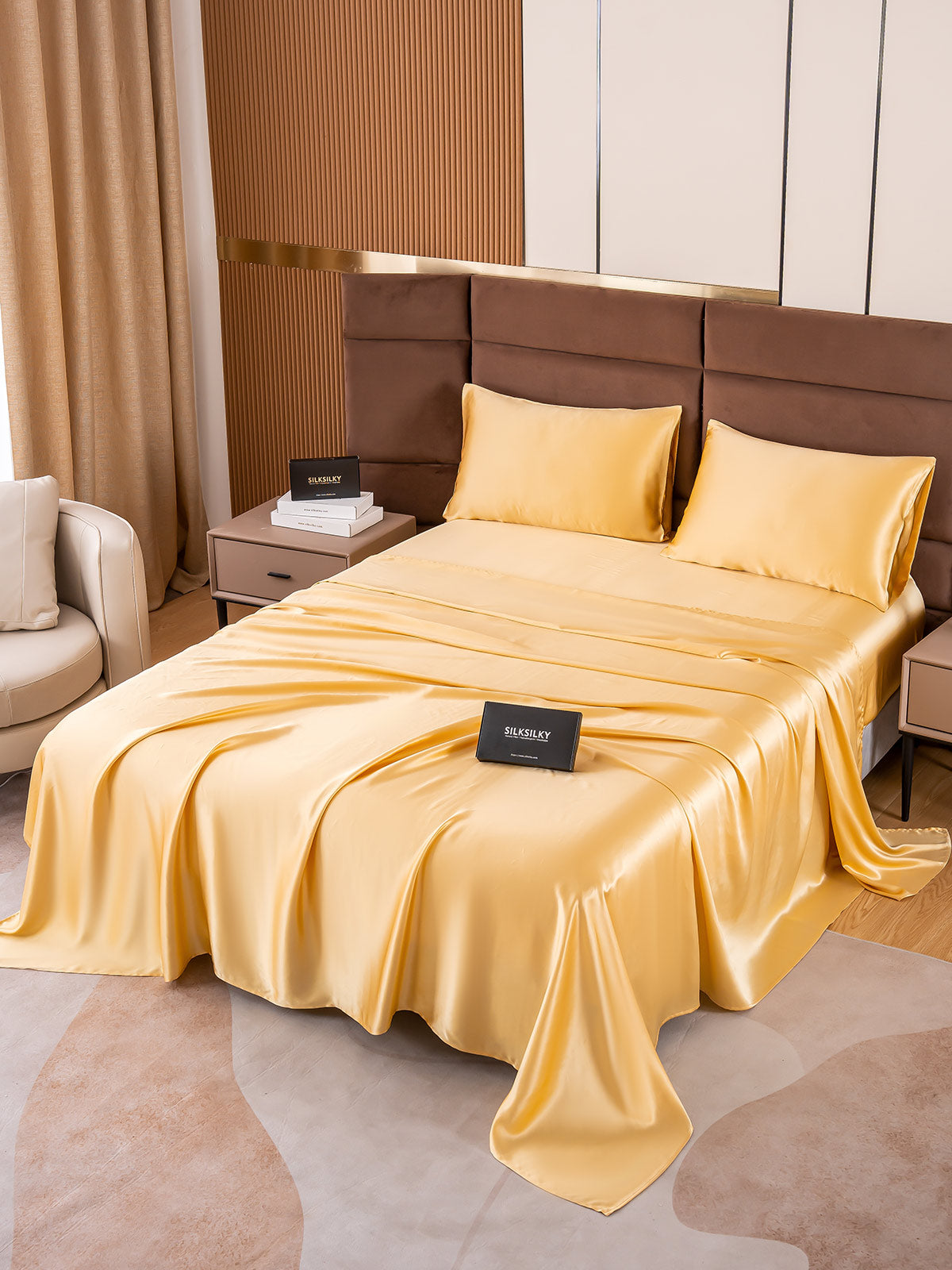 [Champagne] SilkSilky-DK 19Momme Bedding Set 001