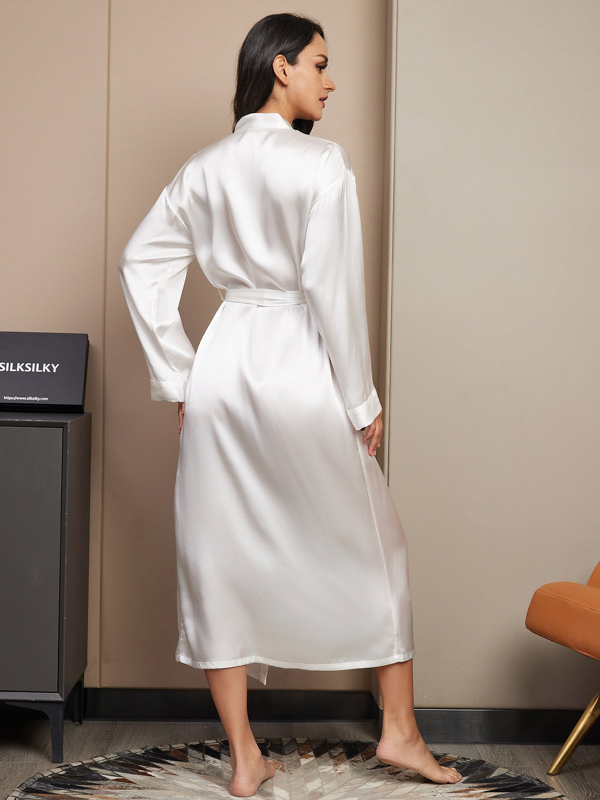 [Hvid] SilkSilky-DK Womens Robe 002