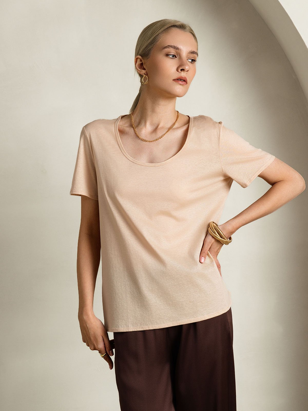 SilkSilky-DK Silke Womens T-Shirt Beige 004