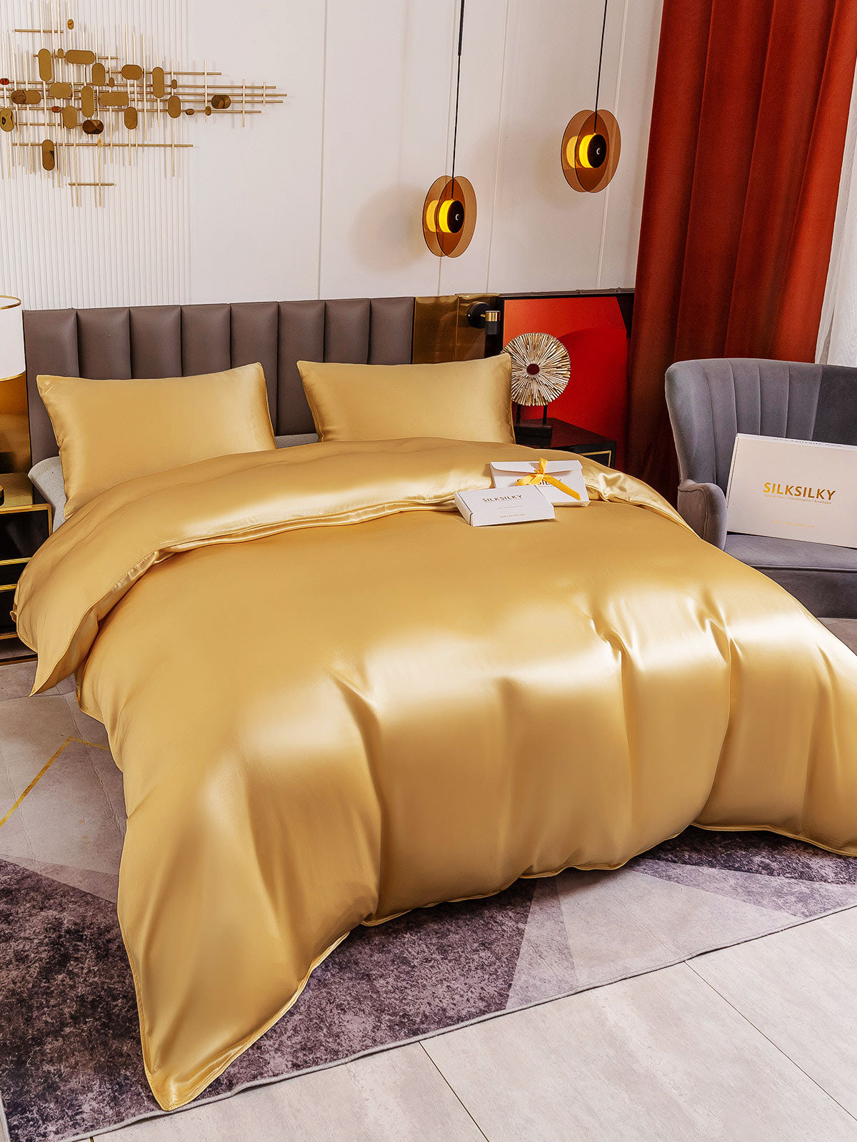 [Champagne] SilkSilky-DK 19Momme Bedding Set 001
