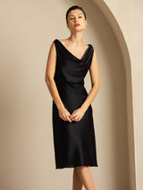[Sort] SilkSilky-DK Sleeveless Cowl Neck Kjole 008