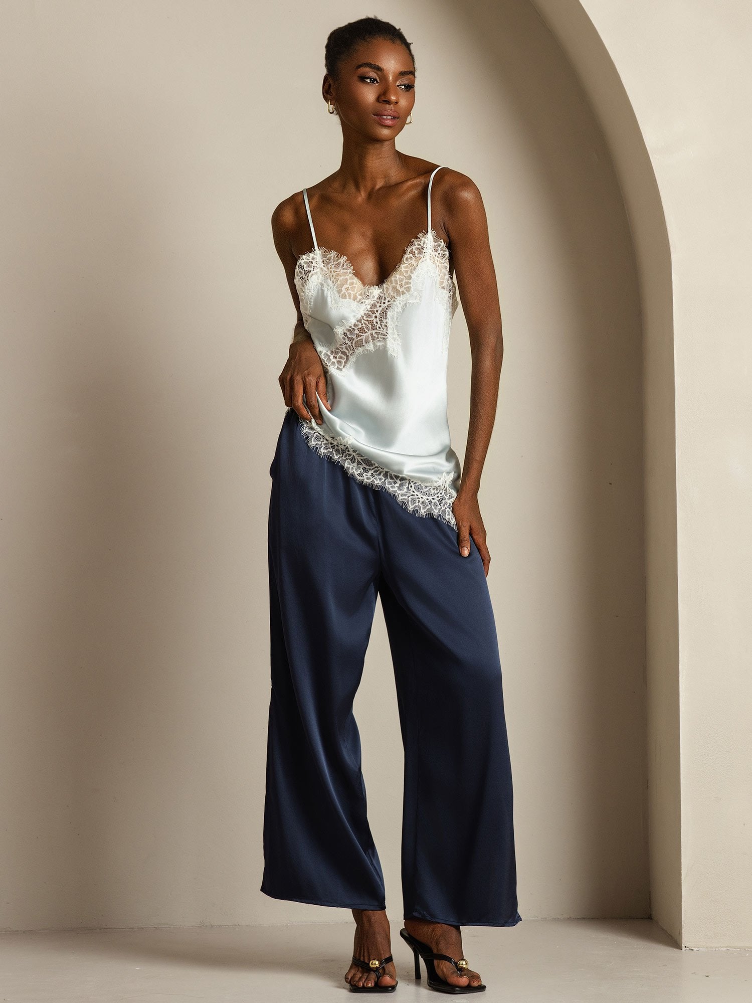 [Lyseblå] SilkSilky-DK Silke Camisoles 010