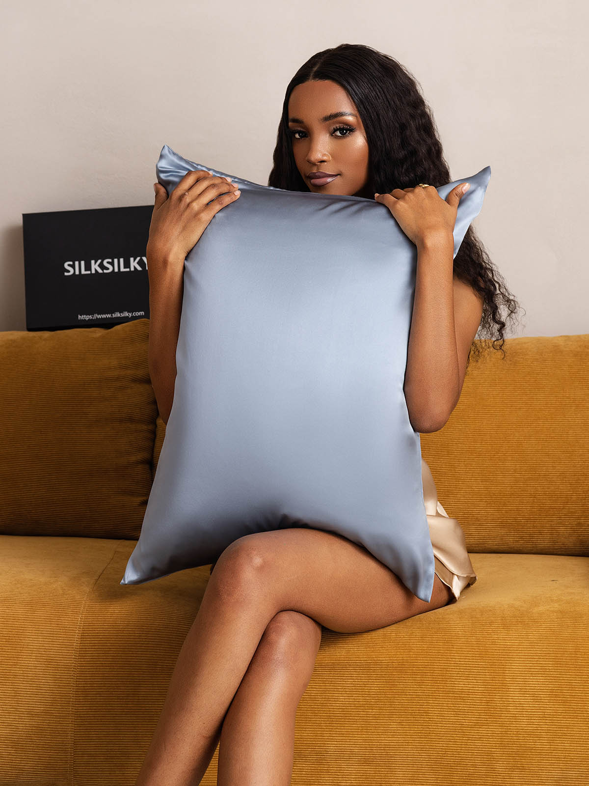 [Gråblå] SilkSilky-DK 19Momme Pillowcase 004