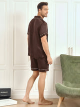 [Kaffe] SilkSilky-DK Short Sleeve Lapel Collar Pyjamas til Mænd 002