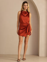 [Karamel] SilkSilky-DK Sleeveless Cowl Neck Kjole 007