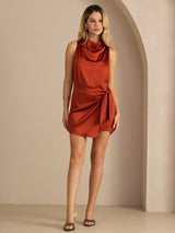 [Karamel] SilkSilky-DK Sleeveless Cowl Neck Kjole 007